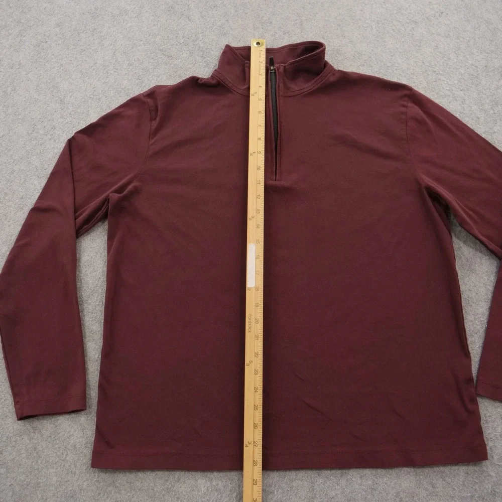Banana Republic Sweater Mens Large Red Burgundy 1/4 Zip Mock Neck Long Sleeve